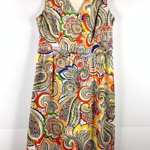 Tommy Hilfiger Paisley A-line dress size 10 colorful v neck